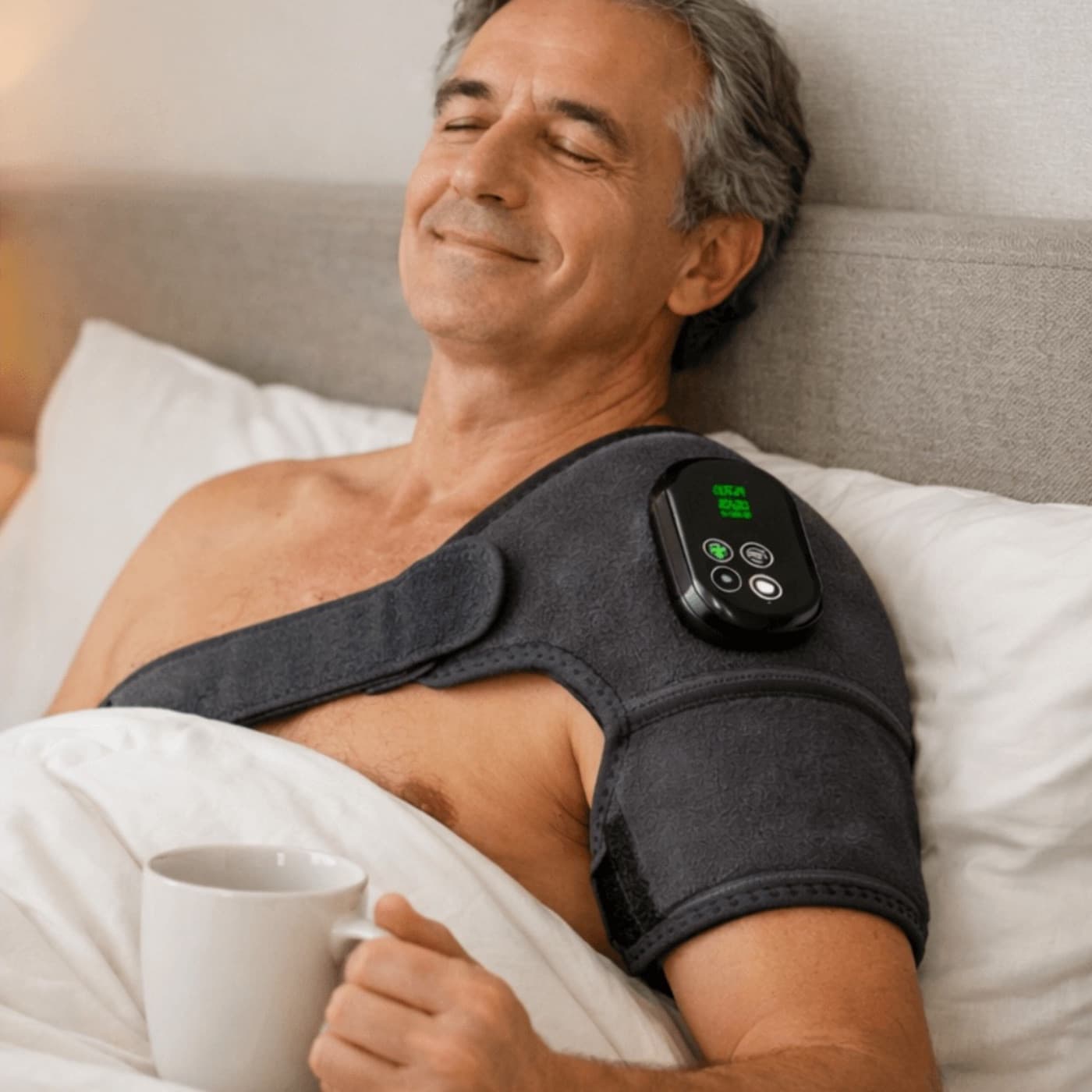 The Be Pain Free Shoulder and Knee Brace worn on a shoulder